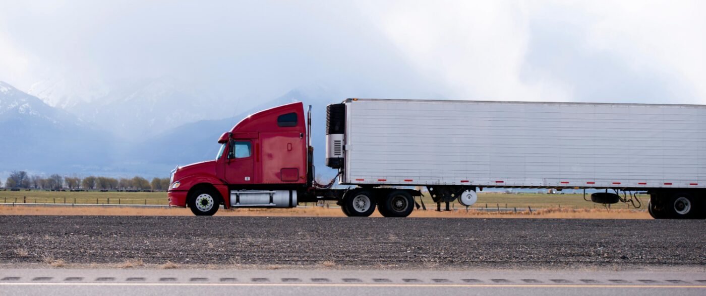 Refrigerated reefer trailer on the highway